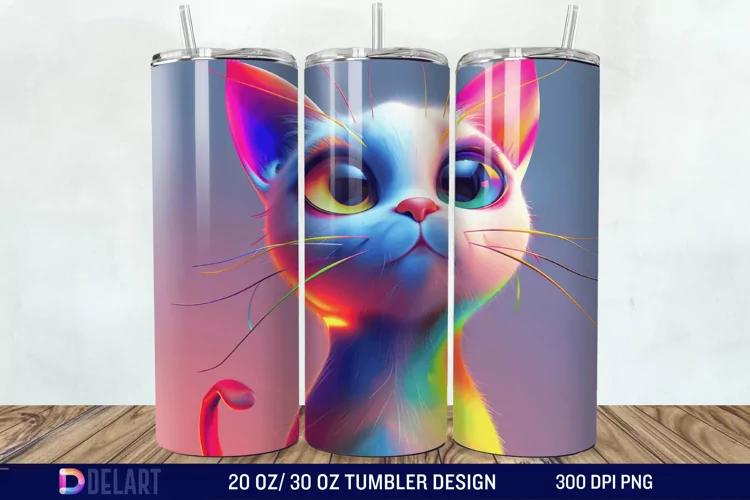 3D Cute Cat Tumbler Wrap