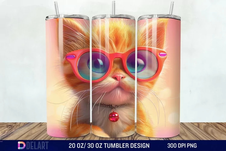 3D Cute Cat Tumbler Wrap