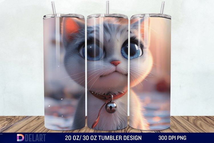 3D Cute Cat Tumbler Wrap example image 1