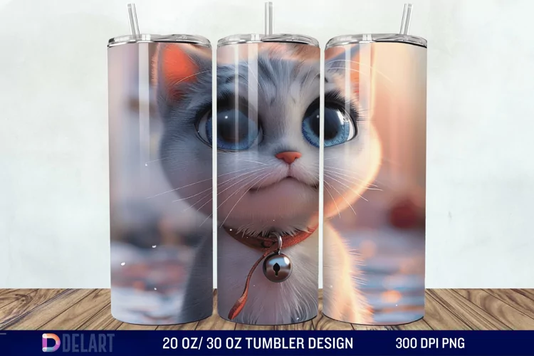 3D Cute Cat Tumbler Wrap