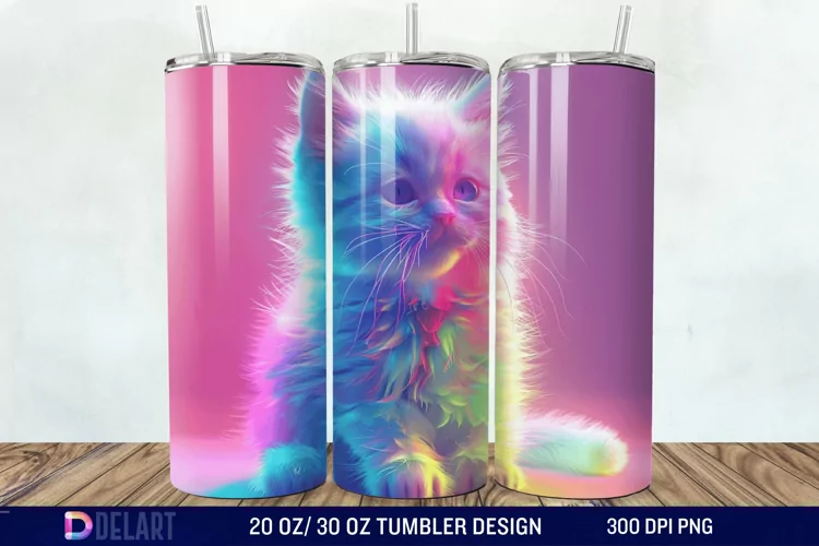 3D Cute Cat Tumbler Wrap
