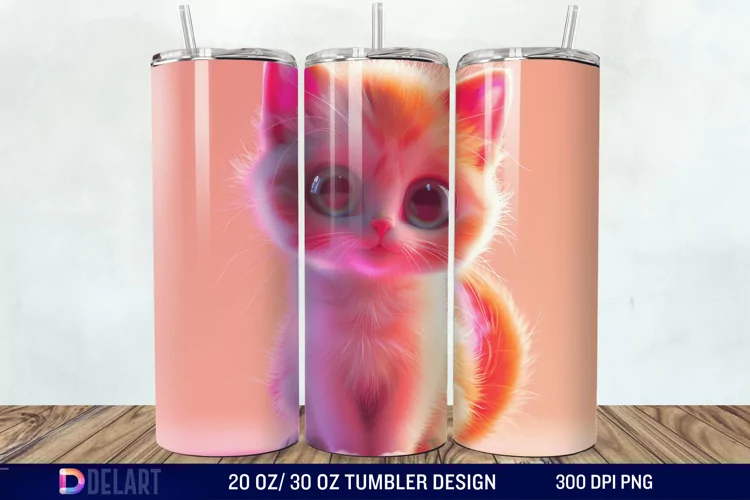 3D Cute Cat Tumbler Wrap