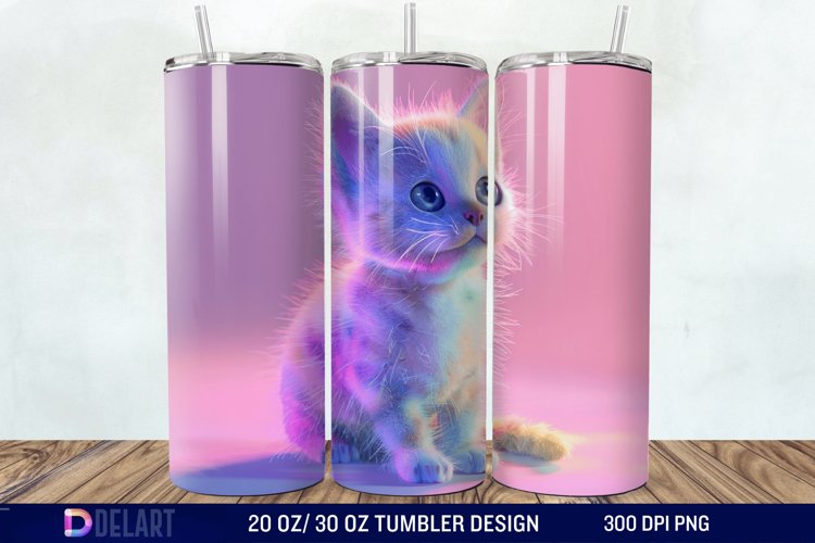 3D Cute Cat Tumbler Wrap example image 1
