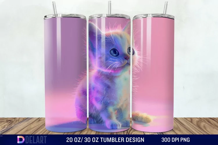 3D Cute Cat Tumbler Wrap