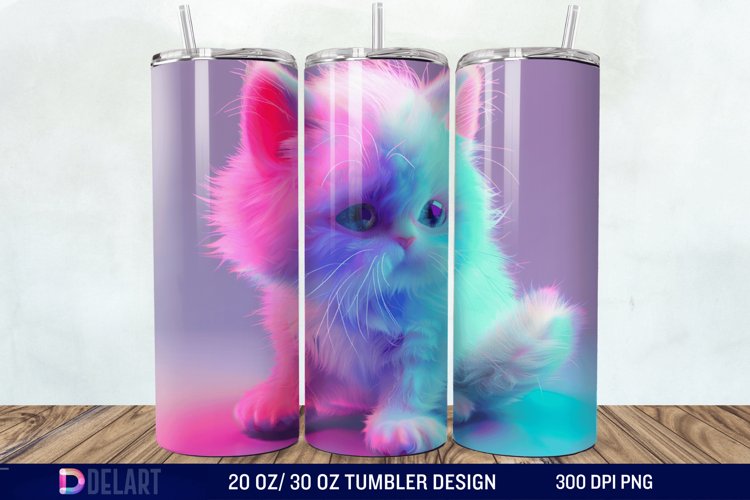 3D Cute Cat Tumbler Wrap example image 1