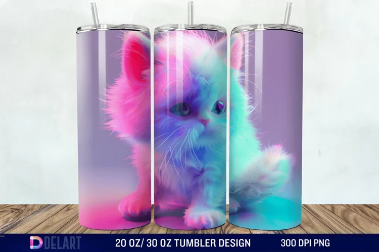 3D Cute Cat Tumbler Wrap