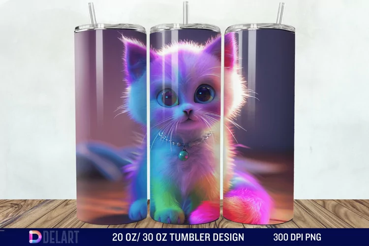 3D Cute Cat Tumbler Wrap