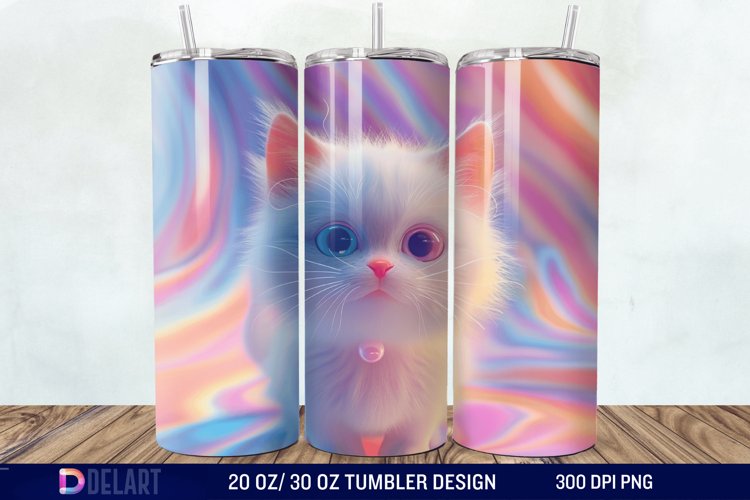 3D Cute Cat Tumbler Wrap example image 1