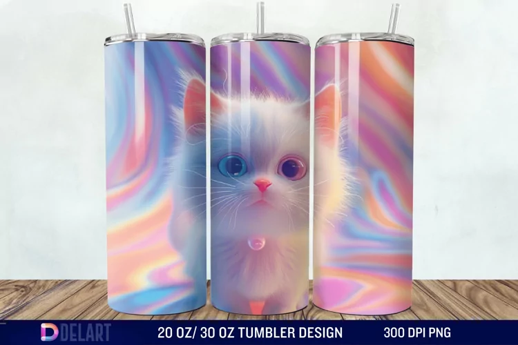 3D Cute Cat Tumbler Wrap