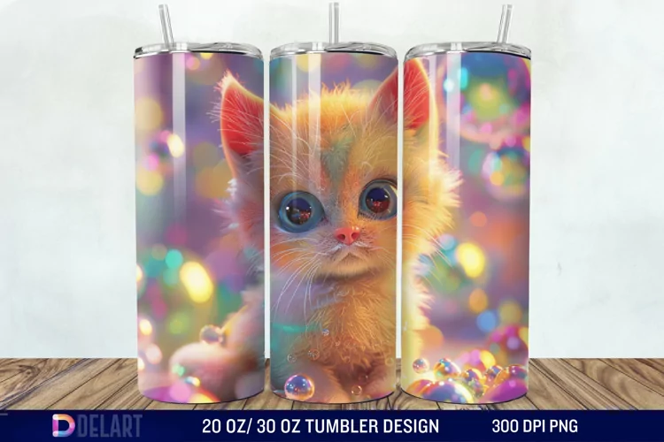 3D Cute Cat Tumbler Wrap