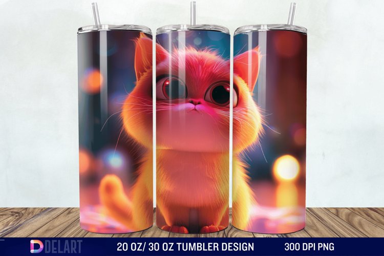 3D Cute Cat Tumbler Wrap example image 1