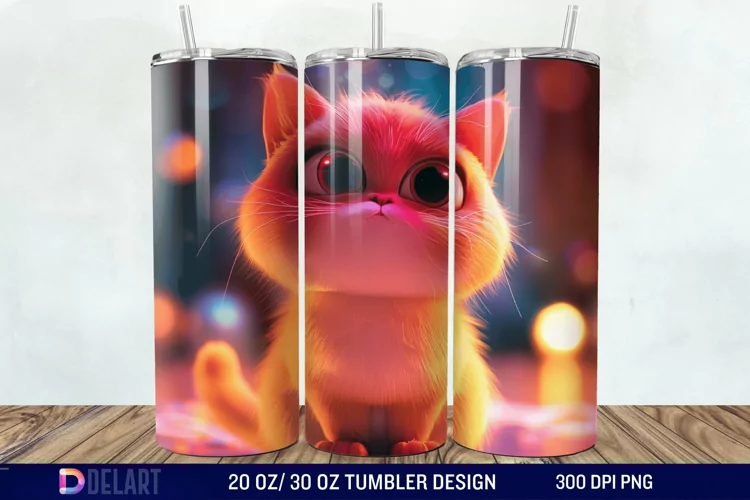 3D Cute Cat Tumbler Wrap