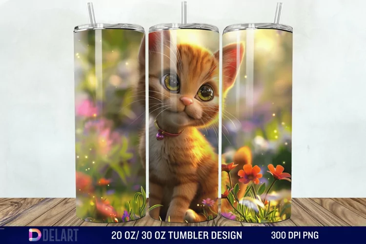 3D Cute Cat Tumbler Wrap