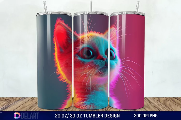 3D Cute Cat Tumbler Wrap
