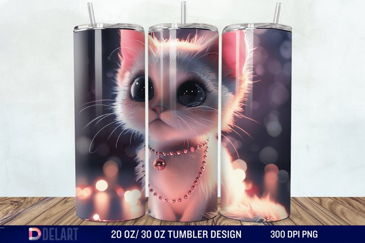3D Cute Cat Tumbler Wrap example image 1