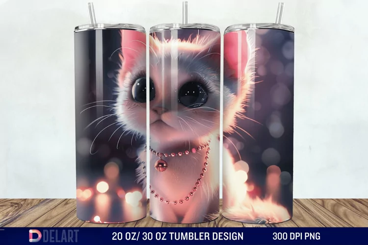 3D Cute Cat Tumbler Wrap