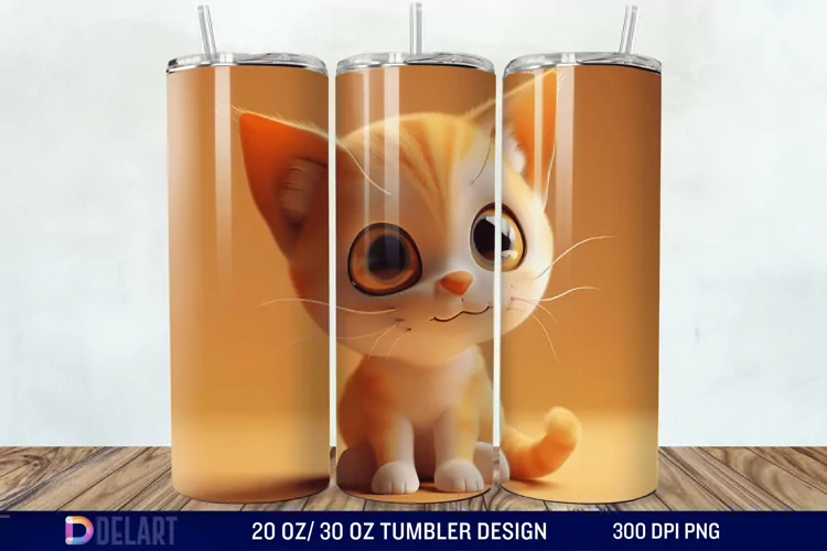 3D Cute Cat Tumbler Wrap