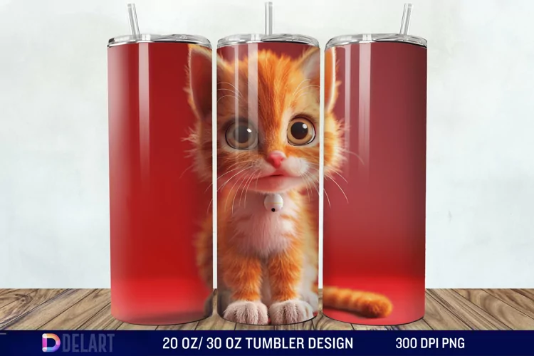 3D Cute Cat Tumbler Wrap