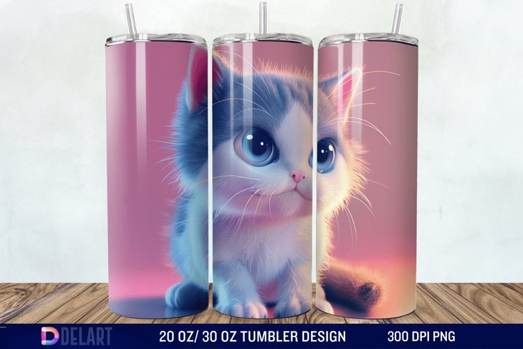 3D Cute Cat Tumbler Wrap example image 1