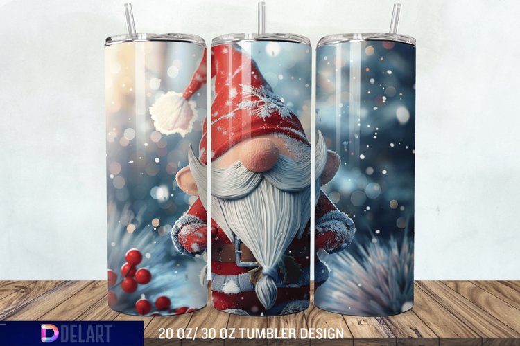 3D Cute Christmas Gnome Tumbler Wrap