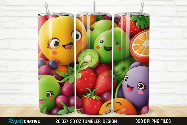 3D Cute Fruits 20/30oz Skinny Tumbler