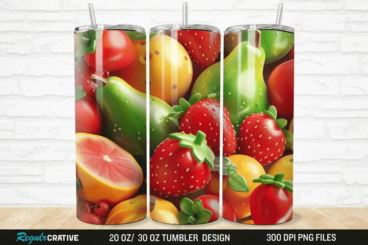 3D Cute Fruits 20/30oz Skinny Tumbler