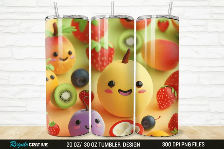 3D Cute Fruits 20/30oz Skinny Tumbler