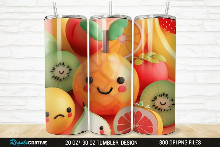 3D Cute Fruits 20/30oz Skinny Tumbler