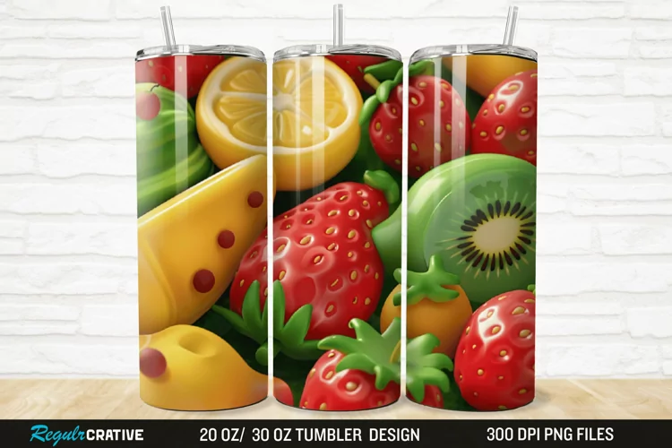 3D Cute Fruits 20/30oz Skinny Tumbler