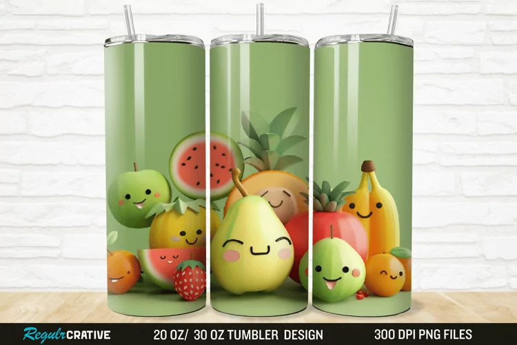 3D Cute Fruits 20/30oz Skinny Tumbler