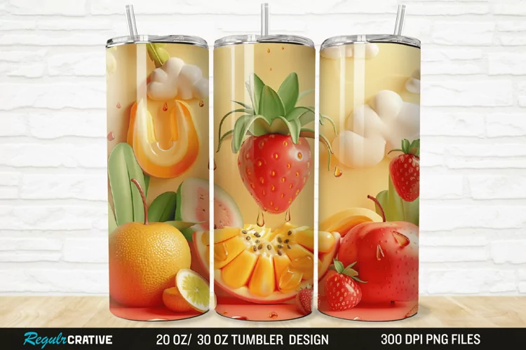 3D Cute Fruits 20/30oz Skinny Tumbler