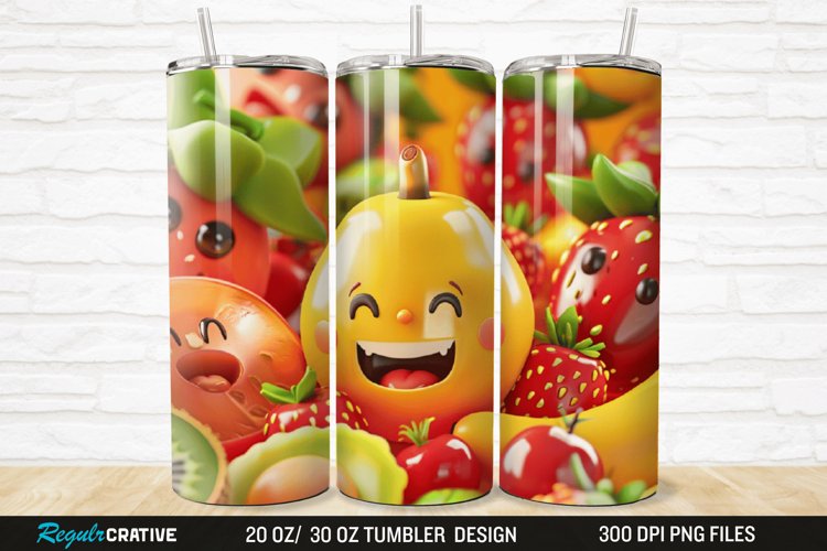 3D Cute Fruits 20/30oz Skinny Tumbler example image 1