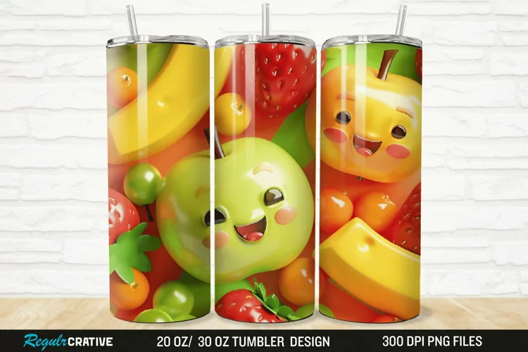 3D Cute Fruits 20/30oz Skinny Tumbler