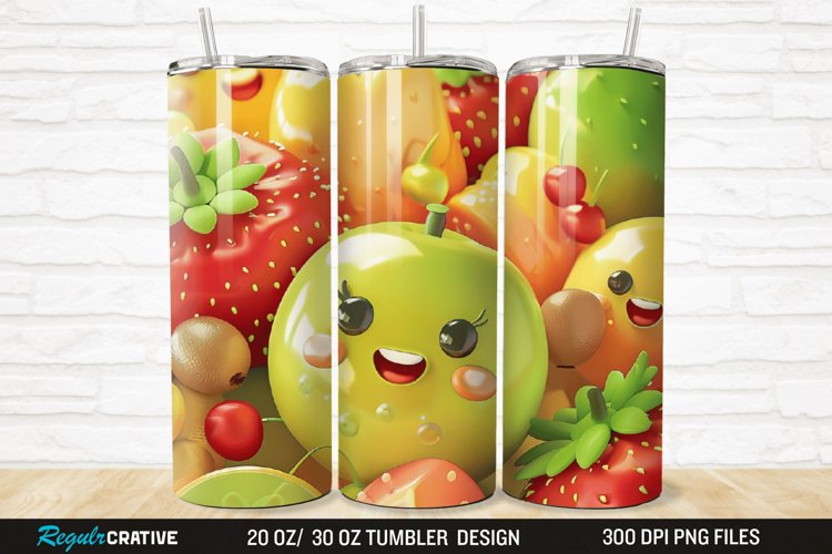 3D Cute Fruits 20/30oz Skinny Tumbler example image 1