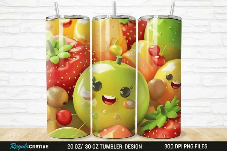 3D Cute Fruits 20/30oz Skinny Tumbler
