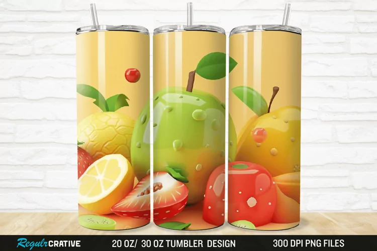 3D Cute Fruits 20/30oz Skinny Tumbler