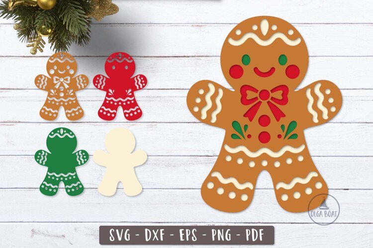 3d Cute Gingerbread Man SVG Layered design