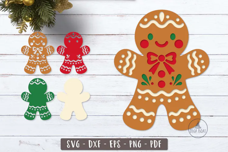 3d Cute Gingerbread Man SVG Layered design