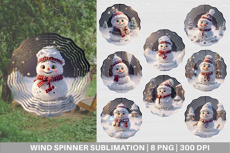 3D Cute Snowman Wind Spinner | Sublimation Spinner Design