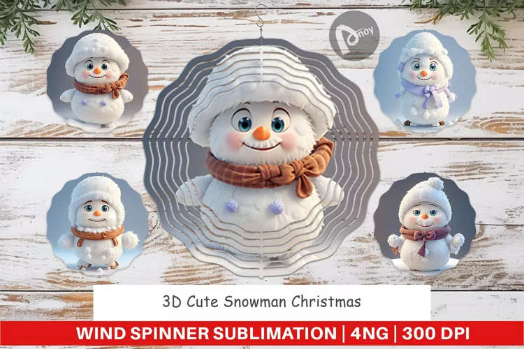 Wind Spinner 3D Cute Snowman Christmas