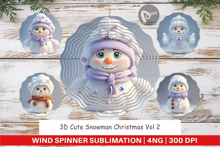 Wind Spinner 3D Cute Snowman Christmas
