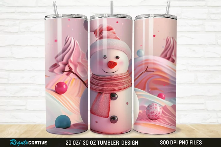 3D Cute Snowman 20/30oz Skinny Tumbler