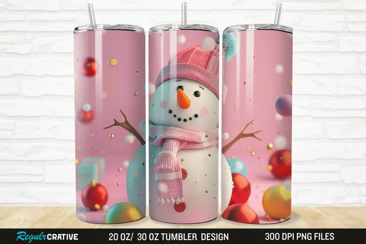 3D Cute Snowman 20/30oz Skinny Tumbler