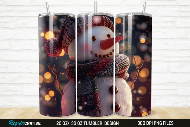 3D Cute Snowman 20/30oz Skinny Tumbler