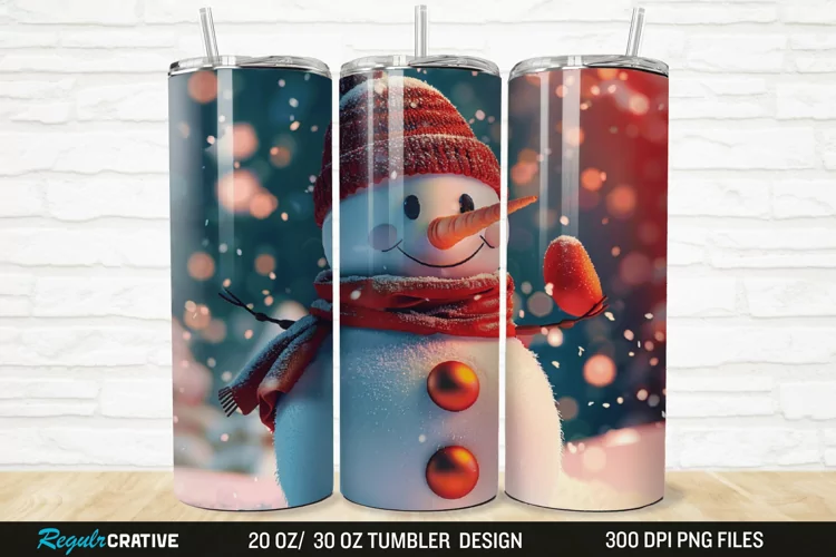 3D Cute Snowman 20/30oz Skinny Tumbler