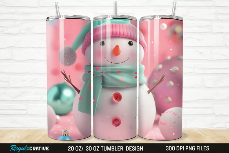 3D Cute Snowman 20/30oz Skinny Tumbler