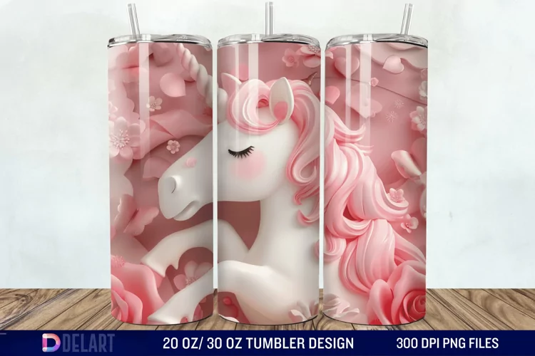 3D Cute Unicorn Valentine Tumbler Wrap