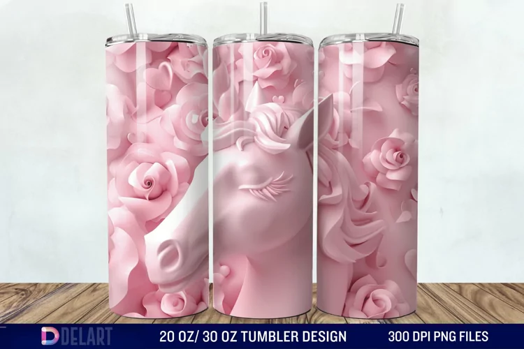 3D Cute Unicorn Valentine Tumbler Wrap
