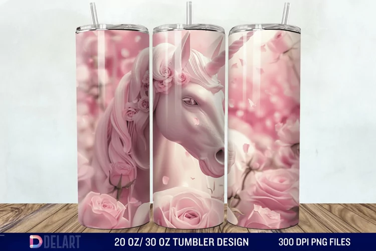 3D Cute Unicorn Valentine Tumbler Wrap