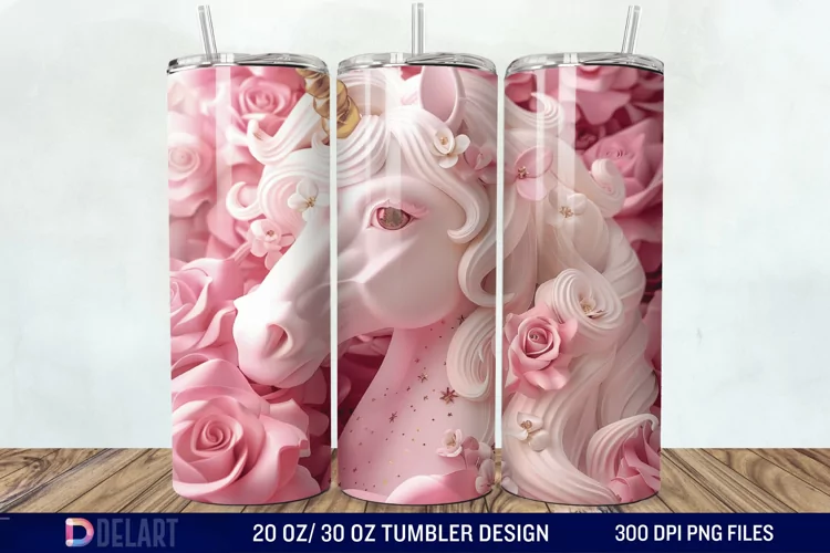 3D Cute Unicorn Valentine Tumbler Wrap